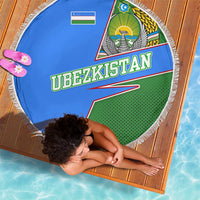 Uzbekistan Beach Blanket with National Coat of Arms and Modern Gradient Design - Wonder Print Shop