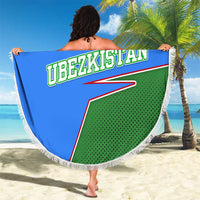 Uzbekistan Beach Blanket with National Coat of Arms and Modern Gradient Design - Wonder Print Shop