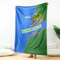 Uzbekistan Blanket with National Coat of Arms and Modern Gradient Design - Wonder Print Shop
