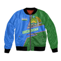 Uzbekistan Bomber Jacket with National Coat of Arms and Modern Gradient Design - Wonder Print Shop