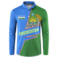 Uzbekistan Button Sweatshirt with National Coat of Arms and Modern Gradient Design - Wonder Print Shop