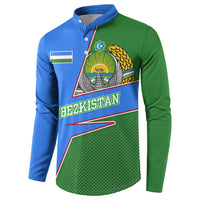 Uzbekistan Button Sweatshirt with National Coat of Arms and Modern Gradient Design - Wonder Print Shop