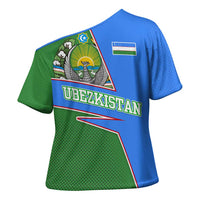 Uzbekistan Cross Shoulder Shirt with National Coat of Arms and Modern Gradient Design - Wonder Print Shop