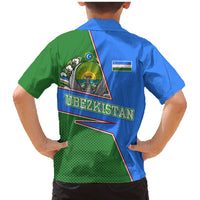 Uzbekistan Family Matching Mermaid Dress and Hawaiian Shirt with National Coat of Arms and Modern Gradient Design - Wonder Print Shop