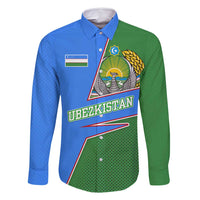Uzbekistan Family Matching Off Shoulder Short Dress and Hawaiian Shirt with National Coat of Arms and Modern Gradient Design - Wonder Print Shop
