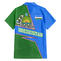 Uzbekistan Family Matching Short Sleeve Bodycon Dress and Hawaiian Shirt with National Coat of Arms and Modern Gradient Design - Wonder Print Shop