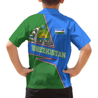 Uzbekistan Family Matching Summer Maxi Dress and Hawaiian Shirt with National Coat of Arms and Modern Gradient Design - Wonder Print Shop
