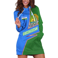 Uzbekistan Hoodie Dress with National Coat of Arms and Modern Gradient Design - Wonder Print Shop
