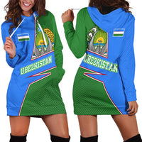 Uzbekistan Hoodie Dress with National Coat of Arms and Modern Gradient Design - Wonder Print Shop