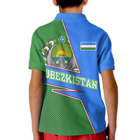 Uzbekistan Kid Polo Shirt with National Coat of Arms and Modern Gradient Design - Wonder Print Shop