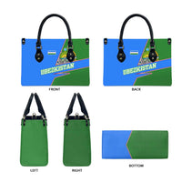 Uzbekistan Leather Bag with National Coat of Arms and Modern Gradient Design - Wonder Print Shop