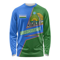 Uzbekistan Long Sleeve Shirt with National Coat of Arms and Modern Gradient Design - Wonder Print Shop