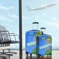Uzbekistan Luggage Cover with National Coat of Arms and Modern Gradient Design - Wonder Print Shop