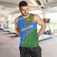 Uzbekistan Men Tank Top with National Coat of Arms and Modern Gradient Design - Wonder Print Shop