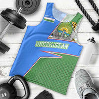 Uzbekistan Men Tank Top with National Coat of Arms and Modern Gradient Design - Wonder Print Shop