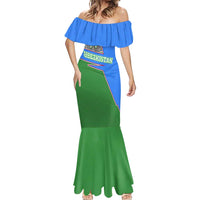 Uzbekistan Mermaid Dress with National Coat of Arms and Modern Gradient Design - Wonder Print Shop