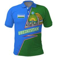 Uzbekistan Polo Shirt with National Coat of Arms and Modern Gradient Design - Wonder Print Shop