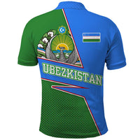 Uzbekistan Polo Shirt with National Coat of Arms and Modern Gradient Design - Wonder Print Shop