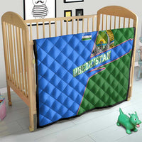Uzbekistan Quilt with National Coat of Arms and Modern Gradient Design - Wonder Print Shop