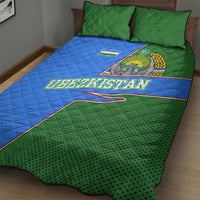 Uzbekistan Quilt Bed Set with National Coat of Arms and Modern Gradient Design - Wonder Print Shop
