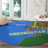 Uzbekistan Round Carpet with National Coat of Arms and Modern Gradient Design - Wonder Print Shop