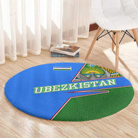 Uzbekistan Round Carpet with National Coat of Arms and Modern Gradient Design - Wonder Print Shop