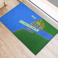 Uzbekistan Rubber Doormat with National Coat of Arms and Modern Gradient Design - Wonder Print Shop