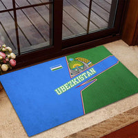 Uzbekistan Rubber Doormat with National Coat of Arms and Modern Gradient Design - Wonder Print Shop