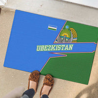 Uzbekistan Rubber Doormat with National Coat of Arms and Modern Gradient Design - Wonder Print Shop