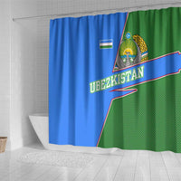 Uzbekistan Shower Curtain with National Coat of Arms and Modern Gradient Design - Wonder Print Shop