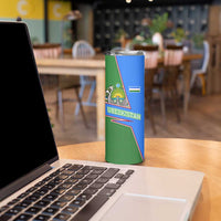 Uzbekistan Skinny Tumbler with National Coat of Arms and Modern Gradient Design - Wonder Print Shop