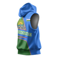 Uzbekistan Sleeveless Hoodie with National Coat of Arms and Modern Gradient Design - Wonder Print Shop