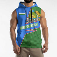 Uzbekistan Sleeveless Hoodie with National Coat of Arms and Modern Gradient Design - Wonder Print Shop
