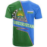 Uzbekistan T Shirt with National Coat of Arms and Modern Gradient Design - Wonder Print Shop