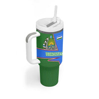 Uzbekistan Tumbler With Handle with National Coat of Arms and Modern Gradient Design - Wonder Print Shop