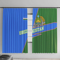 Uzbekistan Window Curtain with National Coat of Arms and Modern Gradient Design - Wonder Print Shop