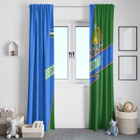 Uzbekistan Window Curtain with National Coat of Arms and Modern Gradient Design - Wonder Print Shop