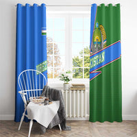 Uzbekistan Window Curtain with National Coat of Arms and Modern Gradient Design - Wonder Print Shop