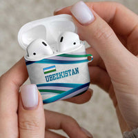 Uzbekistan AirPods Case with Ribbon Wave Design - Wonder Print Shop