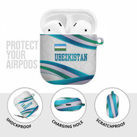 Uzbekistan AirPods Case with Ribbon Wave Design - Wonder Print Shop