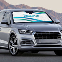 Uzbekistan Auto Sun Shade with Ribbon Wave Design - Wonder Print Shop