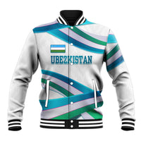 Uzbekistan Baseball Jacket with Ribbon Wave Design - Wonder Print Shop