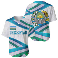 Uzbekistan Baseball Jersey with Ribbon Wave Design - Wonder Print Shop