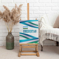Uzbekistan Canvas Wall Art with Ribbon Wave Design - Wonder Print Shop