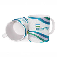 Uzbekistan Ceramic Mug with Ribbon Wave Design - Wonder Print Shop