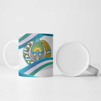 Uzbekistan Ceramic Mug with Ribbon Wave Design - Wonder Print Shop