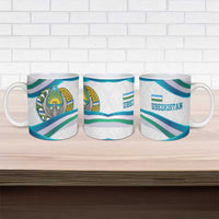 Uzbekistan Ceramic Mug with Ribbon Wave Design - Wonder Print Shop