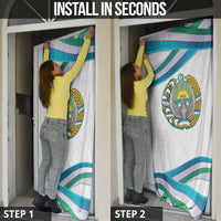 Uzbekistan Door Cover with Ribbon Wave Design - Wonder Print Shop