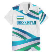 Uzbekistan Family Matching Mermaid Dress and Hawaiian Shirt with Ribbon Wave Design - Wonder Print Shop