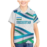 Uzbekistan Family Matching Mermaid Dress and Hawaiian Shirt with Ribbon Wave Design - Wonder Print Shop